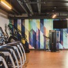 fitness center with rows of treadmills and modern style flooring